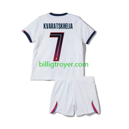 Billige Fotballdrakter Paris Saint-Germain Khvicha Kvaratskhelia 7 Barn Bortedraktsett 2026/27 Kortermet